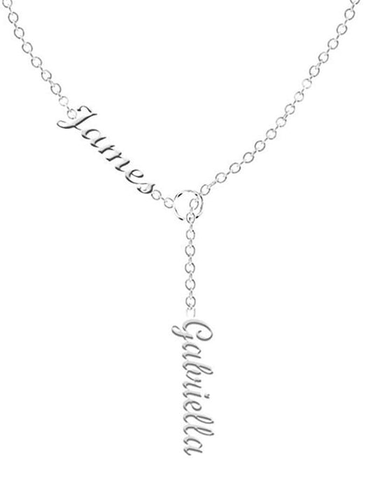 Personalized Lariat Two Names Necklace