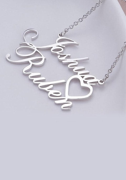 Personalized Two Names with Heart Necklace