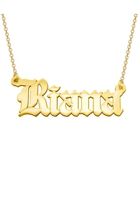 Name necklace store gold old english