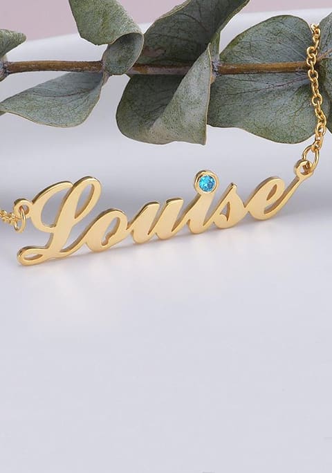 Personalized Name Necklace with Birthstone